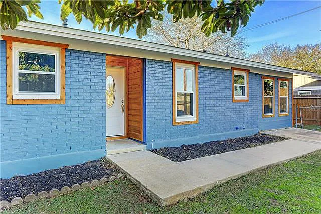 Front exterior of 8800 Redfield Lane in South Austin Texas