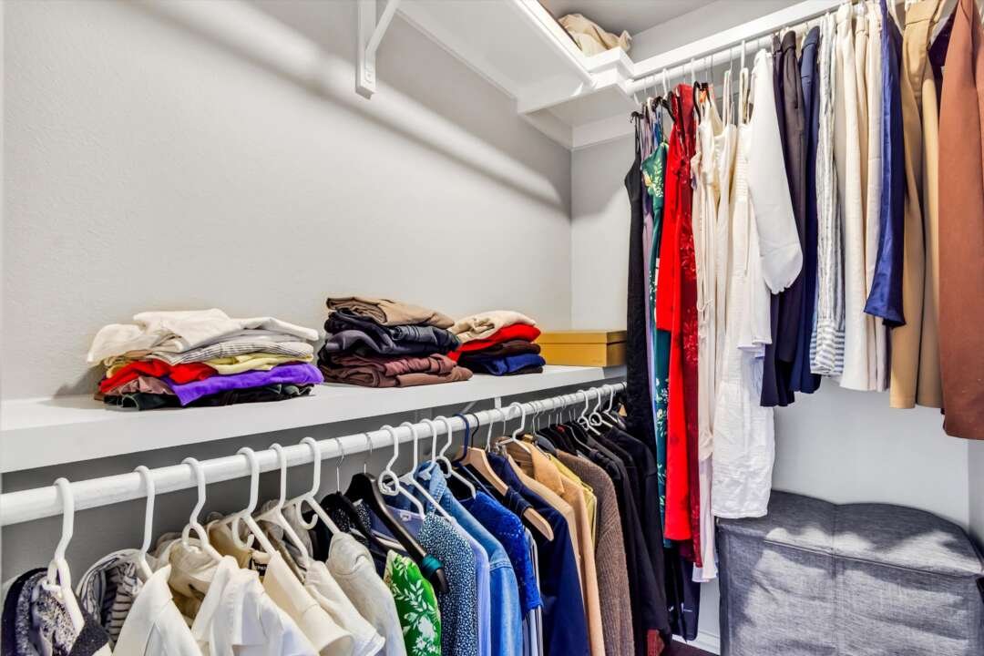 Walk-in closet with built-in shelving