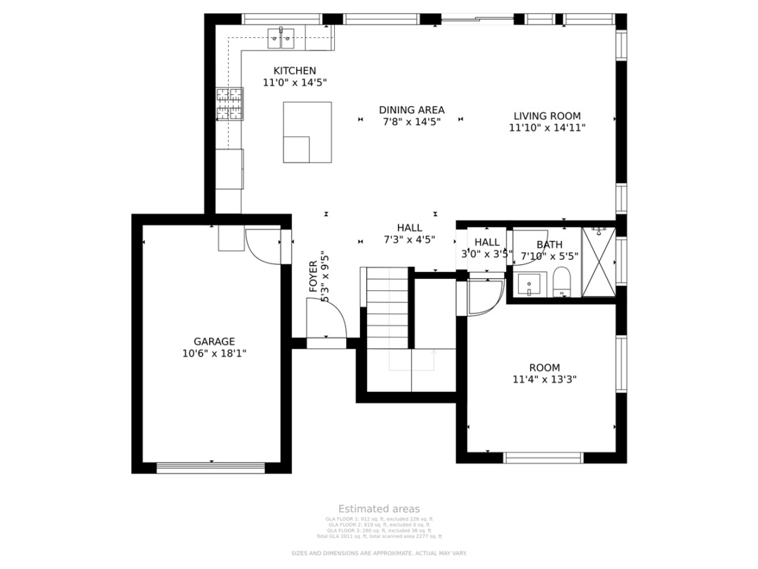 2710 Zaragosa first floor plan — kitchen, dining, living, study suite, and garage