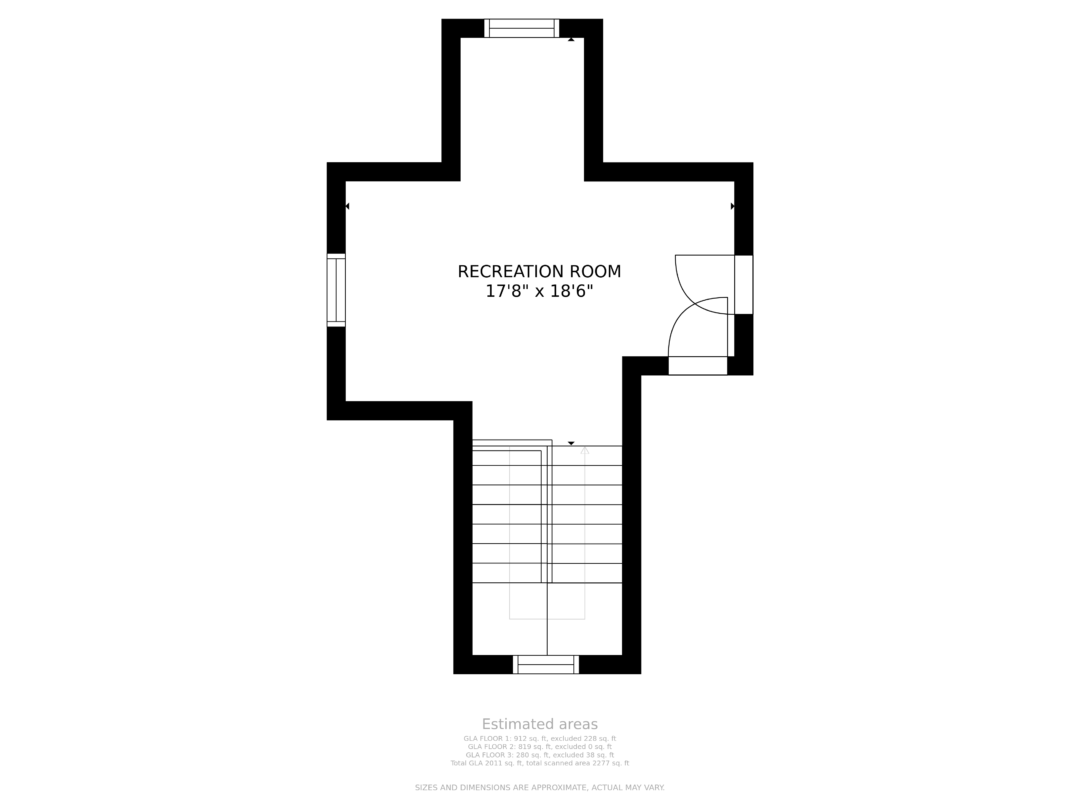 2710 Zaragosa third floor plan — vaulted third floor suite recreation room