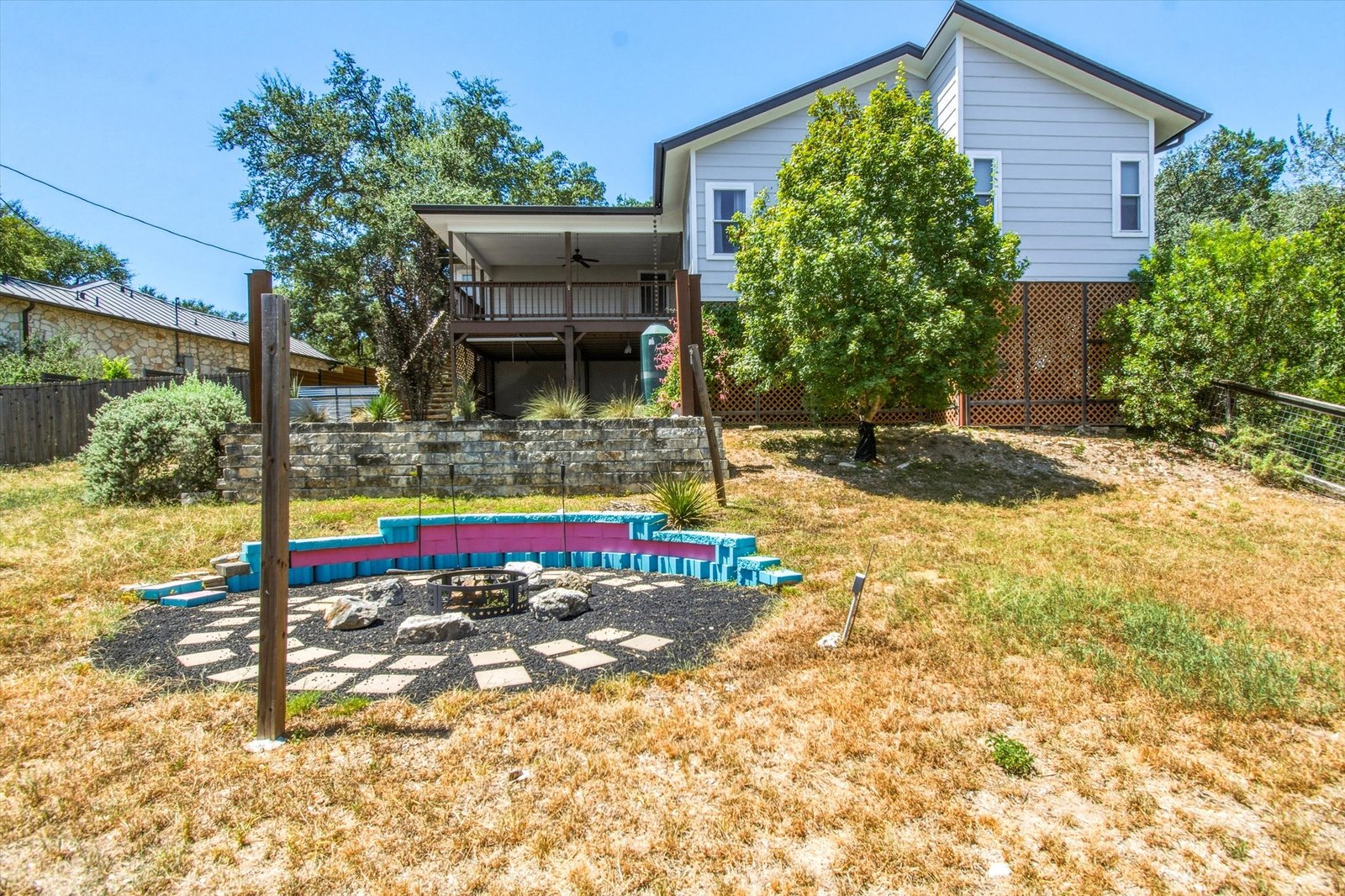 Backyard with freshly painted rear exterior